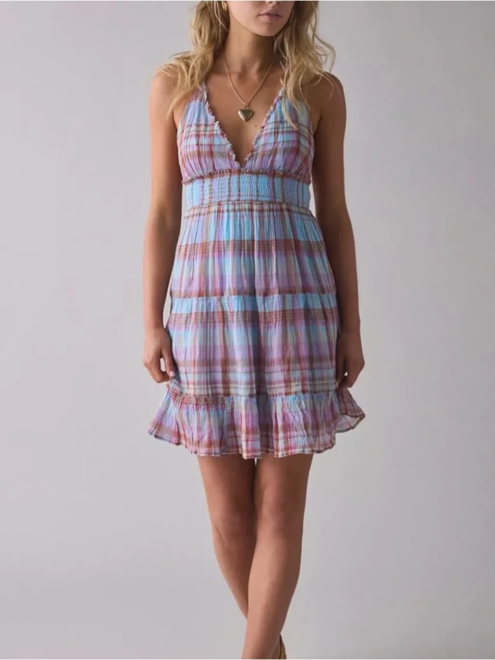 Kimchi Blue Phoebe Cotton Open-Back Halter Knee Length Dress Size XL NEW